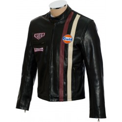 Steve McQueen Le-Man Gulf Heuer Firestone Black Premium Leather Jacket
